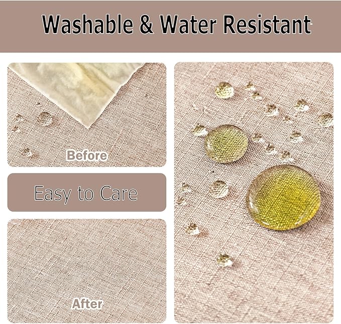 Textured Polyester Tablecloth Rectangle 52x70 Waterproof Spill-Proof Wipeable Table Cloth Wrinkle Free Dining Table Cover for Birthday Farmhouse Spring Tablecloths Up to 36‘'X54''