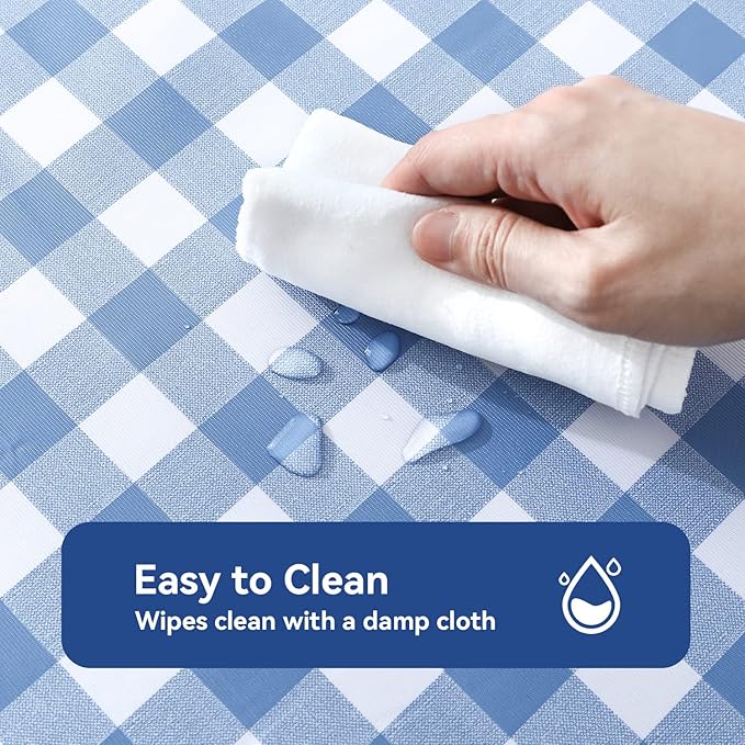 Rectangle Vinyl PVC Tablecloth, 100% Waterproof Plastic Table Cloth, Oil Proof Heavy Duty Wipeable Table Covers for Dining/Camping/Picnic/Outdoor - 54 x 78, Light Blue