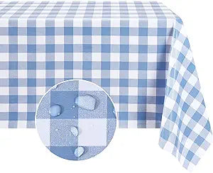 Rectangle Vinyl PVC Tablecloth, 100% Waterproof Plastic Table Cloth, Oil Proof Heavy Duty Wipeable Table Covers for Dining/Camping/Picnic/Outdoor - 54 x 78, Light Blue