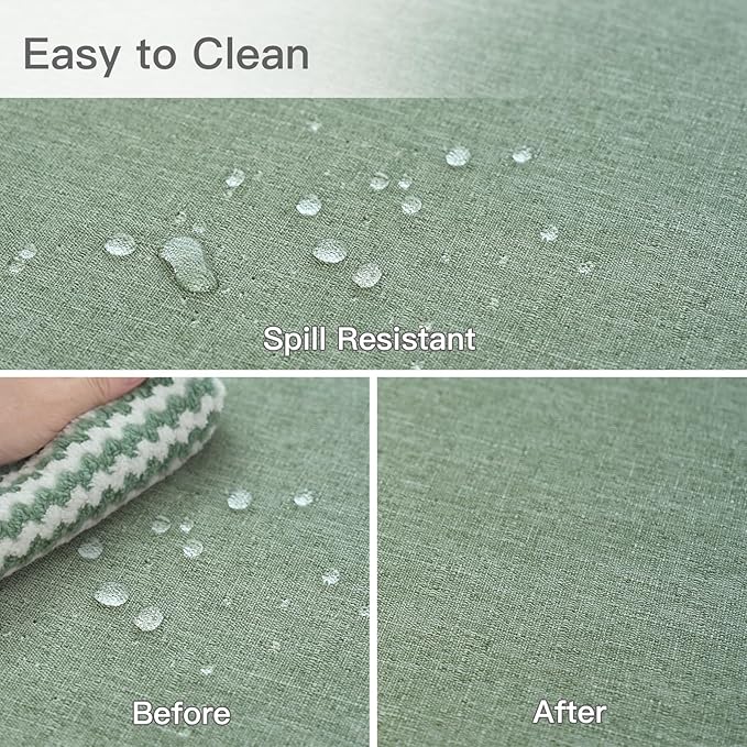 Rectangle Linen Textured Tablecloth Waterproof Spillproof Wrinkle Free Washable Fabric Table Cloth Kitchen Dining Tabletop Decoration Table Cover for Holiday Party, 52 x 70 Inch, Sage Green