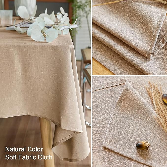 Textured Polyester Tablecloth Rectangle 52x70 Waterproof Spill-Proof Wipeable Table Cloth Wrinkle Free Dining Table Cover for Birthday Farmhouse Spring Tablecloths Up to 36‘'X54''