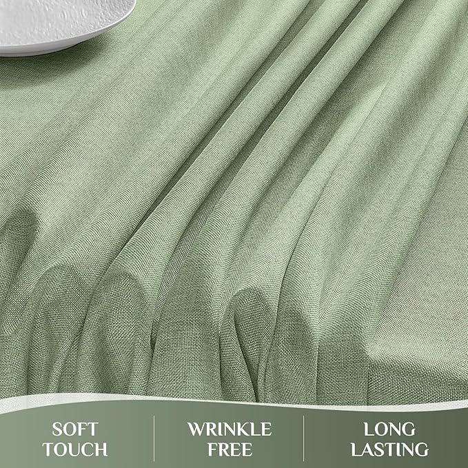 Linen Textured Rectangle Tablecloth, Outdoor Waterproof Wipeable Farmhouse Burlap Table Cloth, Stain Resistant Table Covers for Kitchen Dining Holiday Party (52 x 70, Sage Green)