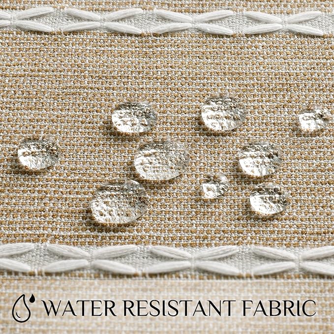 Fall Tablecloth Rectangle, Outdoor Waterproof Linen Cotton Farmhouse Table Cloths with Tassel, Heavy Weight Wrinkle Free Table Cover for Dining/Party/Rustic - 55 x 70 Inch, Coffee Lines