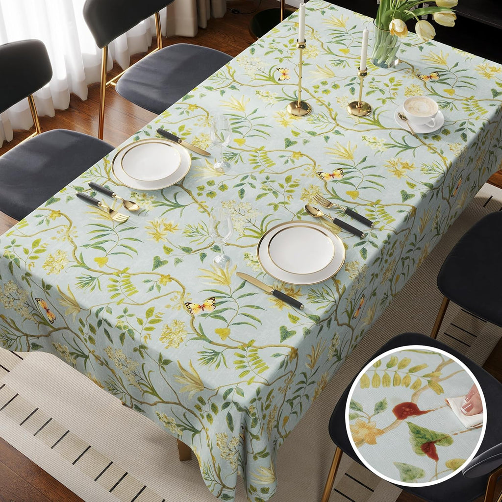 Rectangle Table Cloth,100% Waterproof Tablecloth Oil Proof Spill Proof Vinyl Table Cloth, Wipe Clean Plastic Table Cover for Dining, Camping, Indoor and Outdoor 52" x 70",Leaves
